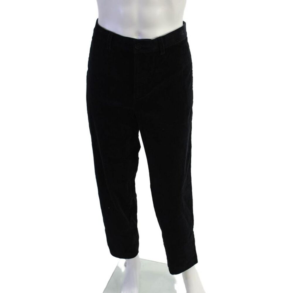 COS Mens Zip Up Straight Leg Corduroy Pants Black Cotton Size 34